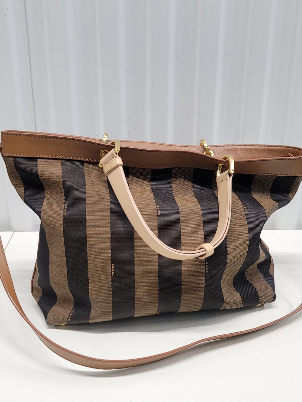 Fendi Pequin Stripe Tote Women's Handbag 8BN242